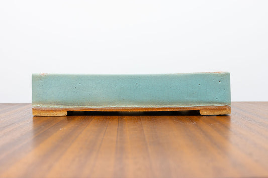 Textured Light Green Rectangular Ceramic Bonsai Pot 22cm