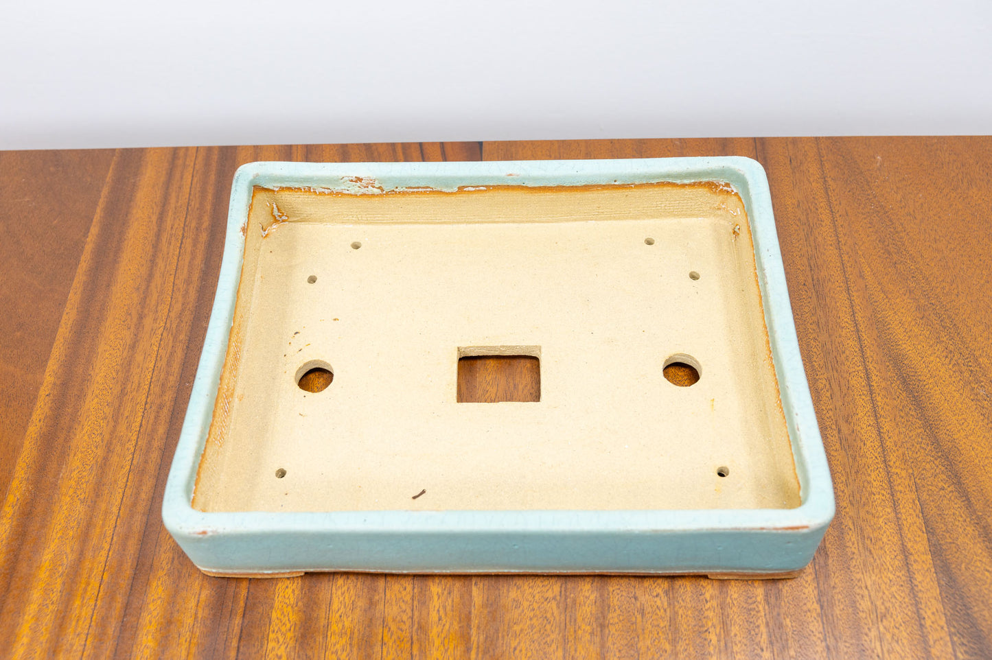 Textured Light Green Rectangular Ceramic Bonsai Pot 22cm