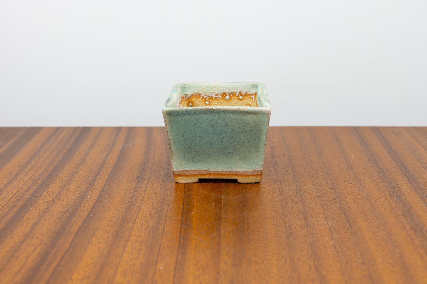 Textured Light Green Cascade Cube Ceramic Bonsai Pot 7cm