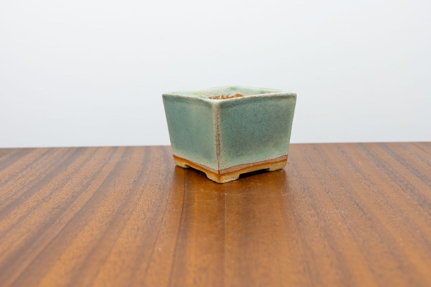 Textured Light Green Cascade Cube Ceramic Bonsai Pot 7cm