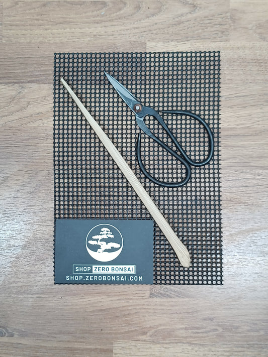 Bonsai Mesh Kit- Bottom Drainage Screen, Scissors, Chopstick