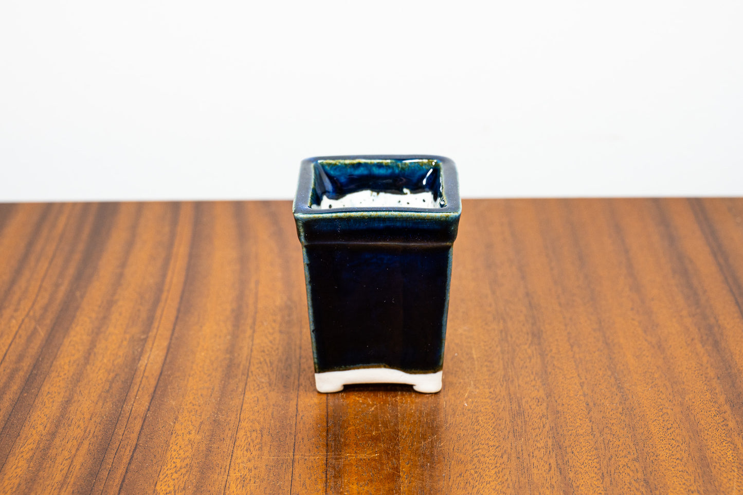 Dark Blue Opal White Stoneware Cascade Bonsai Pot 5cm