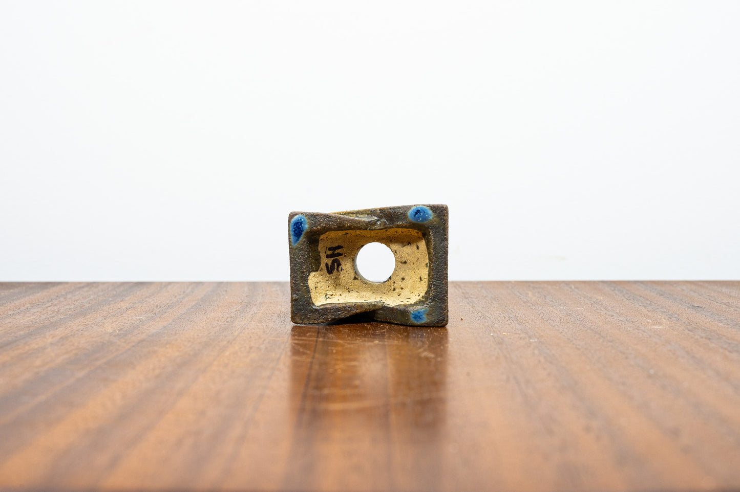 Blue / Grey HAND CARVED Ceramic Bonsai Pot 6cm