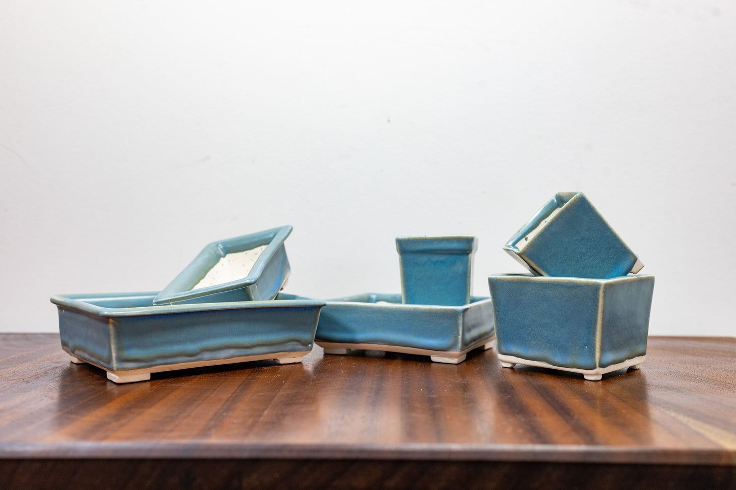 Symphony Blue White Stoneware Cascade Bonsai Pot 4.5cm