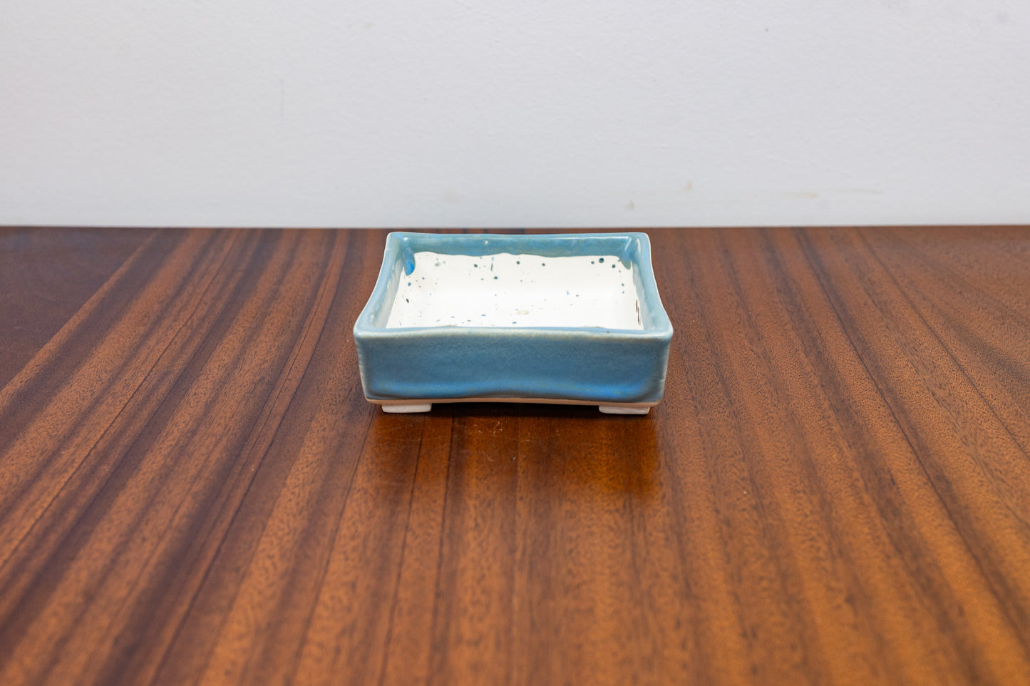 Symphony Blue Rectangular White Stoneware Bonsai Pot 10cm