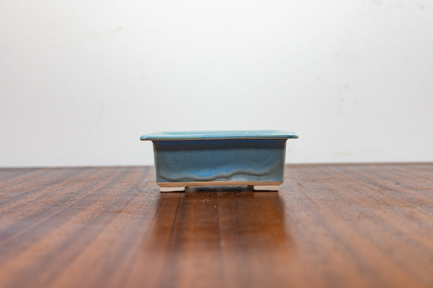 Symphony Blue Rectangular White Stoneware Bonsai Pot 10cm