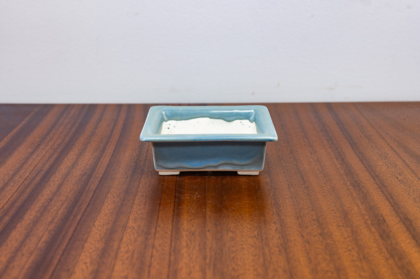 Symphony Blue Rectangular White Stoneware Bonsai Pot 10cm