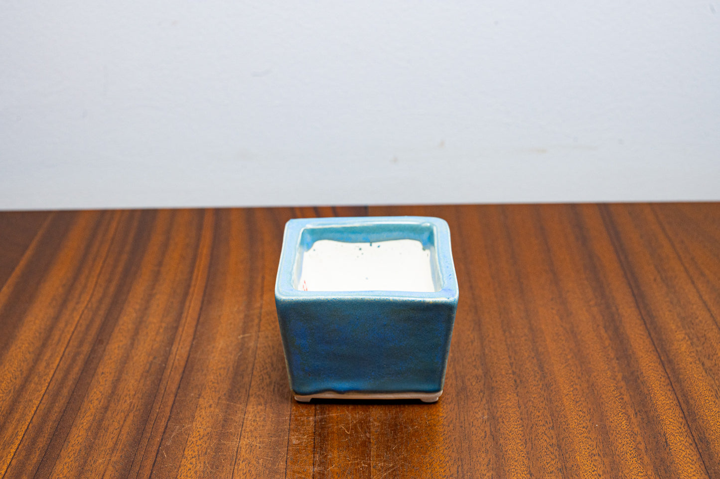 Symphony Blue White Stoneware Cascade Bonsai Cube Pot 7cm