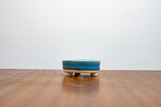 Symphony Blue White Stoneware Round MAME Bonsai Pot 5.5cm