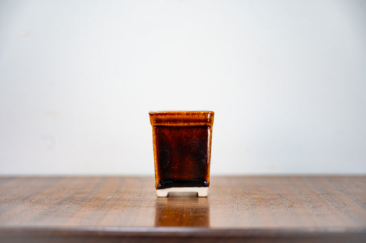 Dark Brown - White Stoneware Cascade Bonsai Pot 5cm