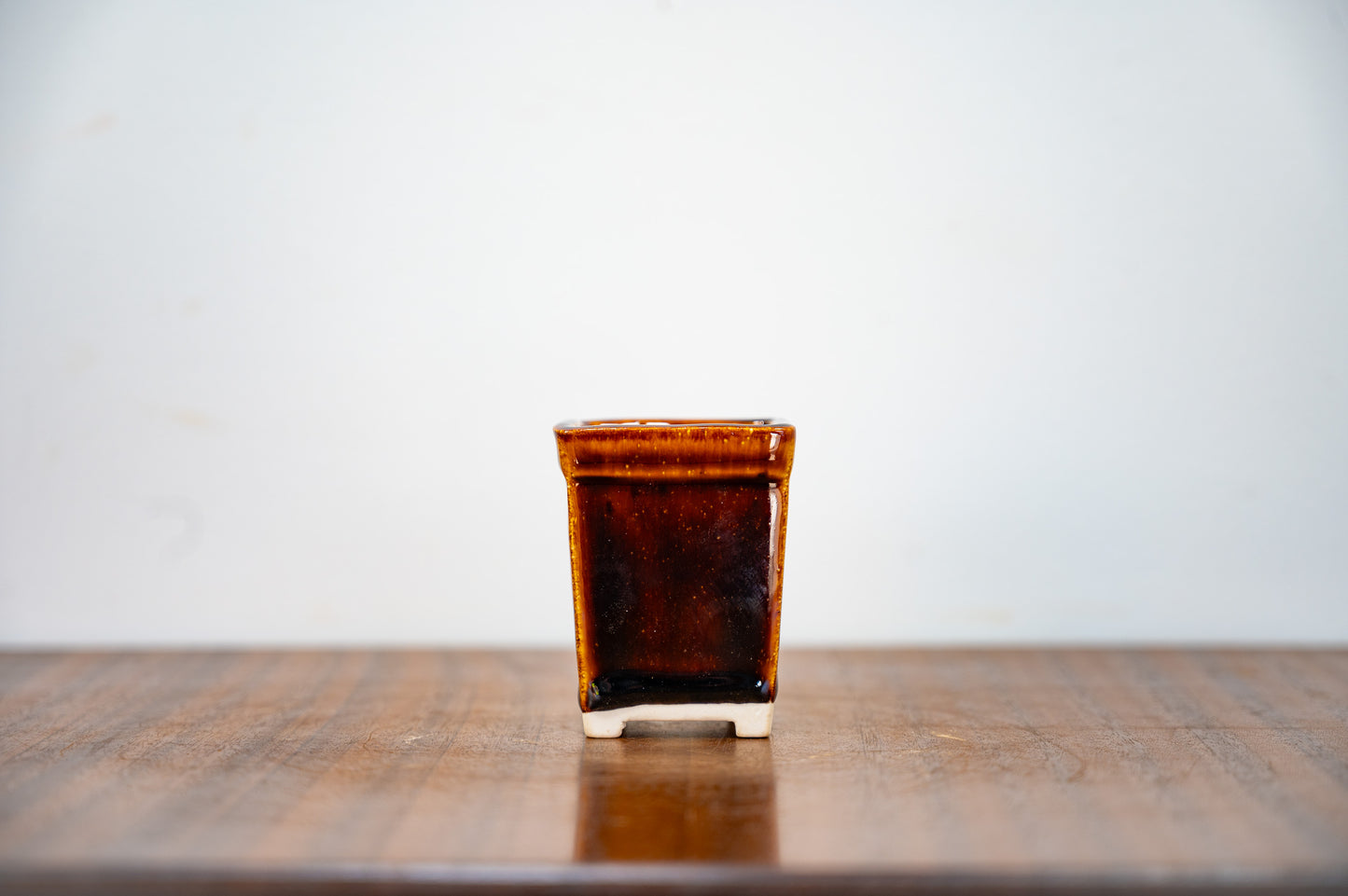 Dark Brown - White Stoneware Cascade Bonsai Pot 5cm