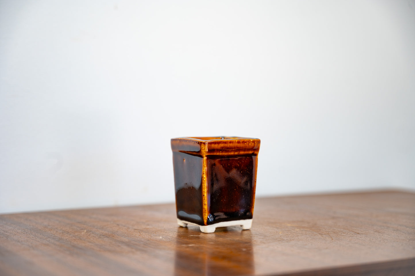 Dark Brown - White Stoneware Cascade Bonsai Pot 5cm