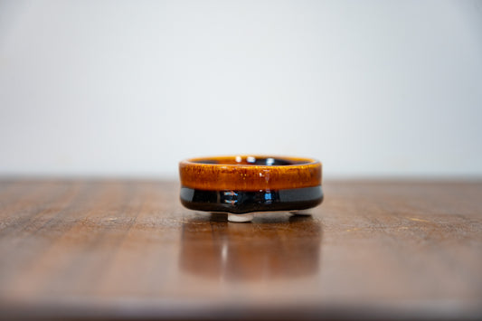 Dark Brown - White Stoneware Round MAME Bonsai Pot 5.5cm