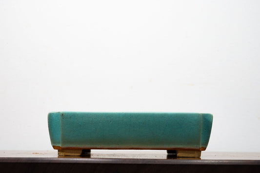 Light Green  Crackle Glaze Rectangular Ceramic Bonsai Dish 16cm