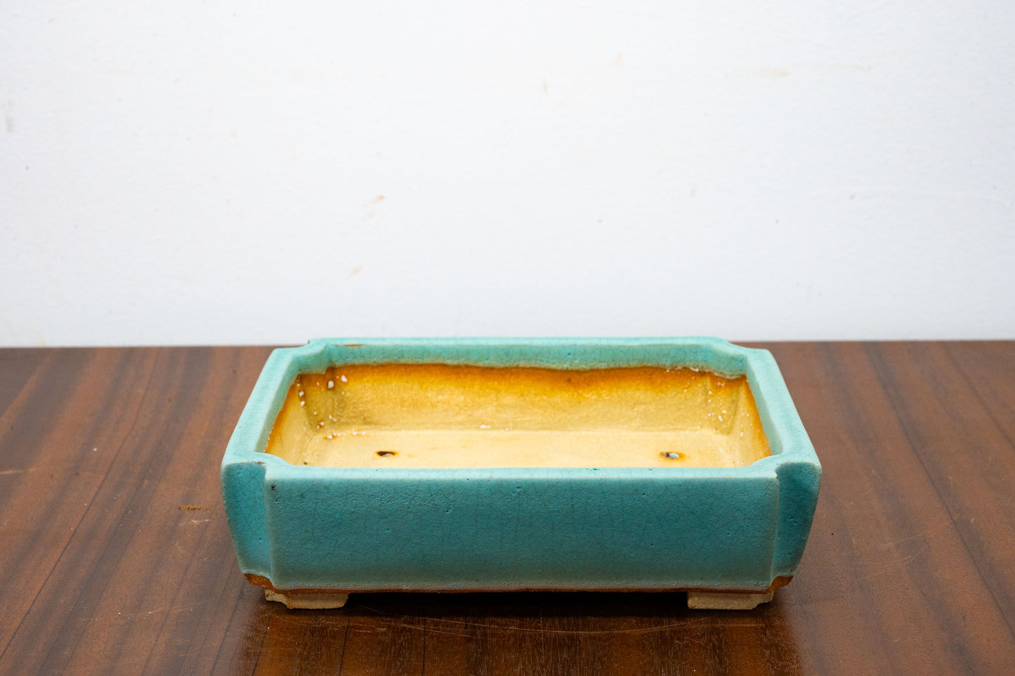 Light Green  Crackle Glaze Rectangular Ceramic Bonsai Dish 16cm