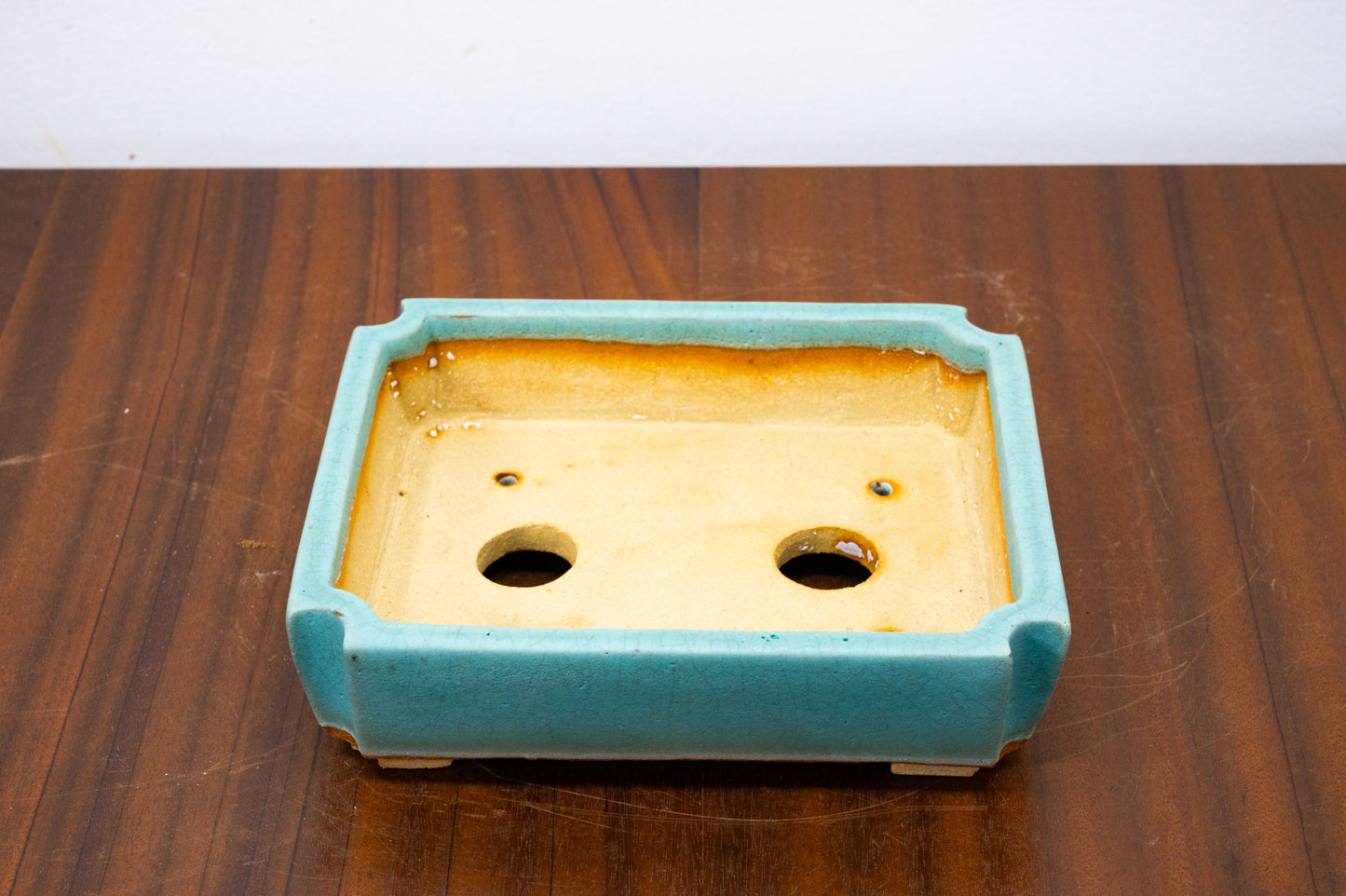 Light Green  Crackle Glaze Rectangular Ceramic Bonsai Dish 16cm