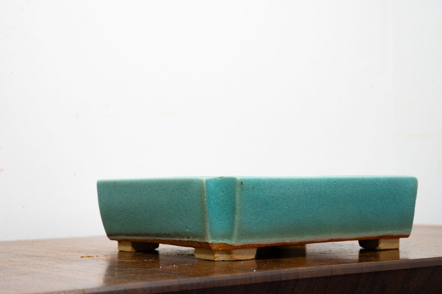 Light Green  Crackle Glaze Rectangular Ceramic Bonsai Dish 16cm