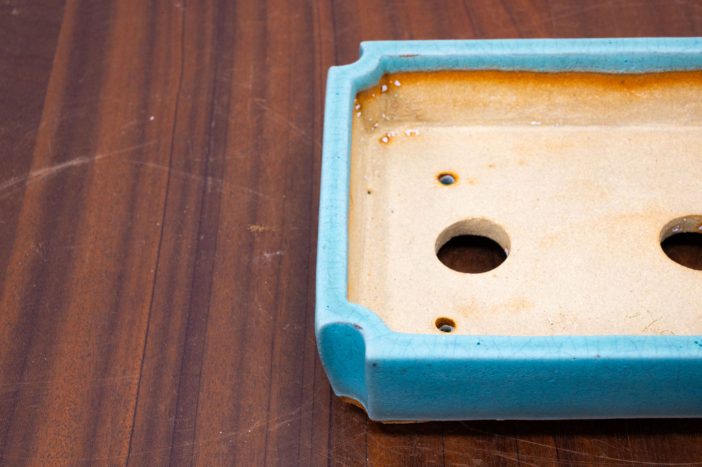 Light Green  Crackle Glaze Rectangular Ceramic Bonsai Dish 16cm