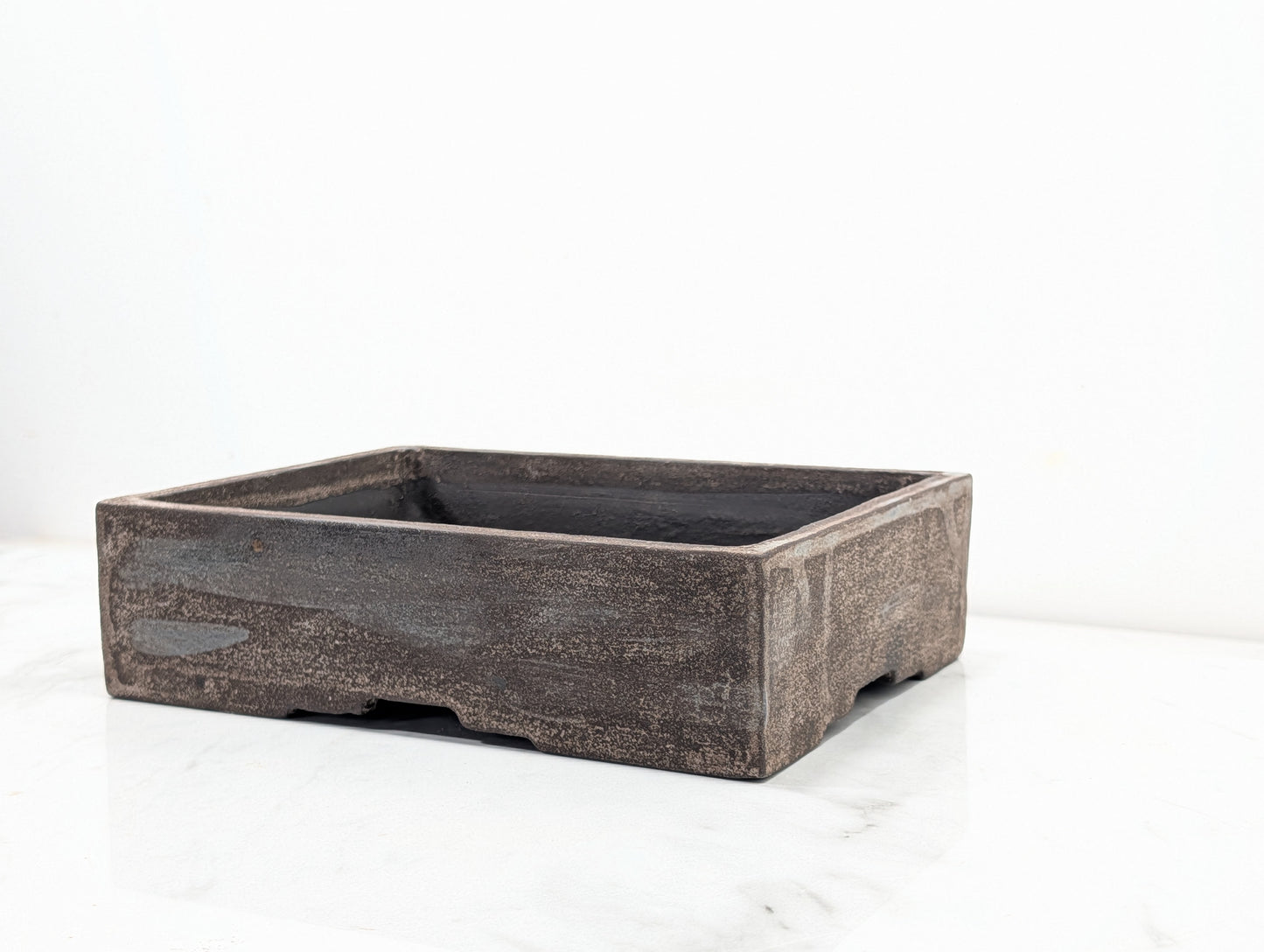 Washed Matt Black - Rectangular Ceramic 22cm Bonsai Dish