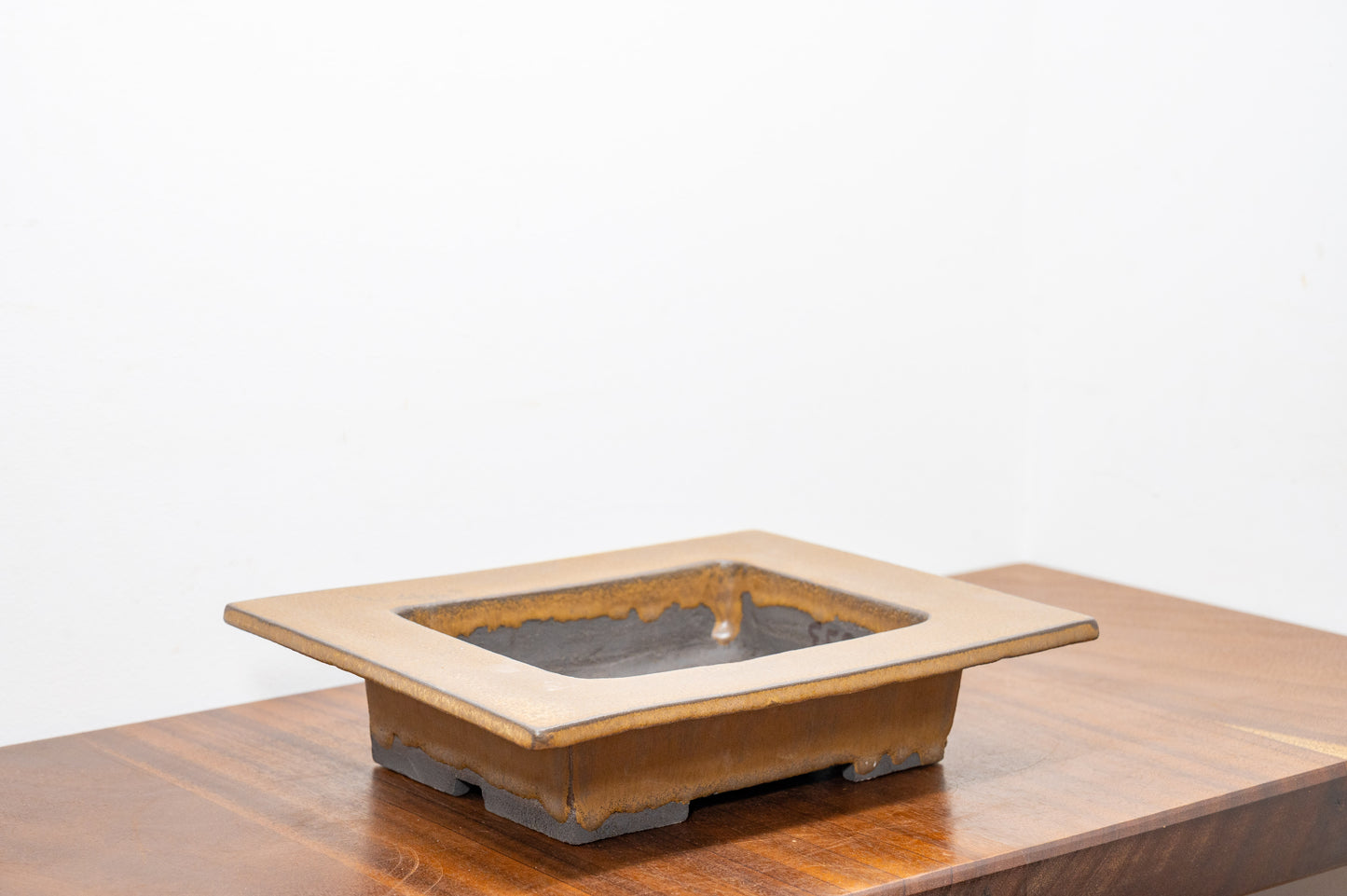 Venus Brown Shallow Rectangular Ceramic Bonsai 24cm Dish
