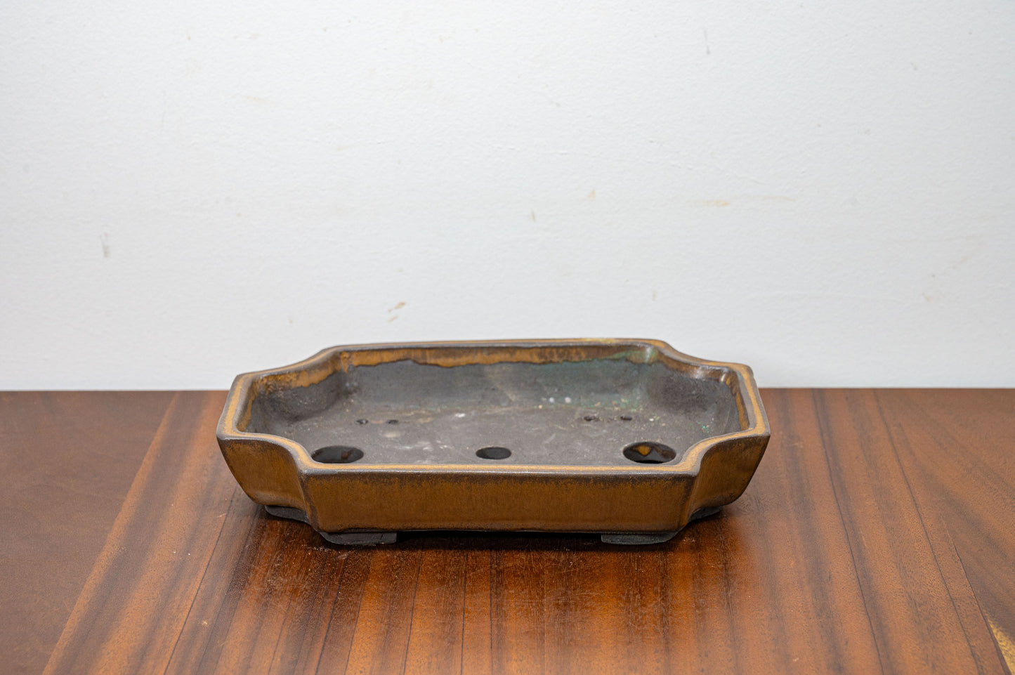 Venus Brown - Black Clay Rectangular  Ceramic Bonsai Pot 23cm
