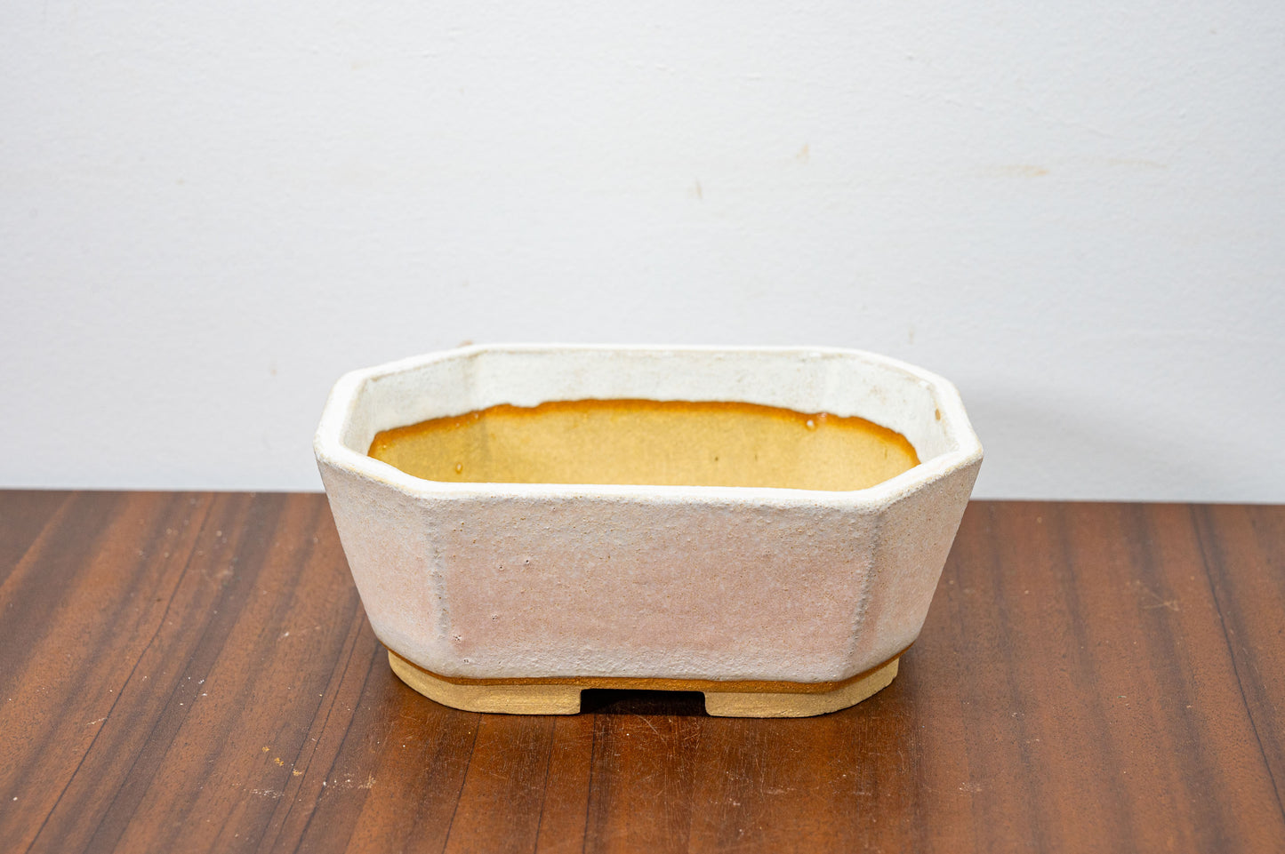 Romantic Cream Cut Cornered  Deep Rectangular Ceramic Bonsai Dish 15cm