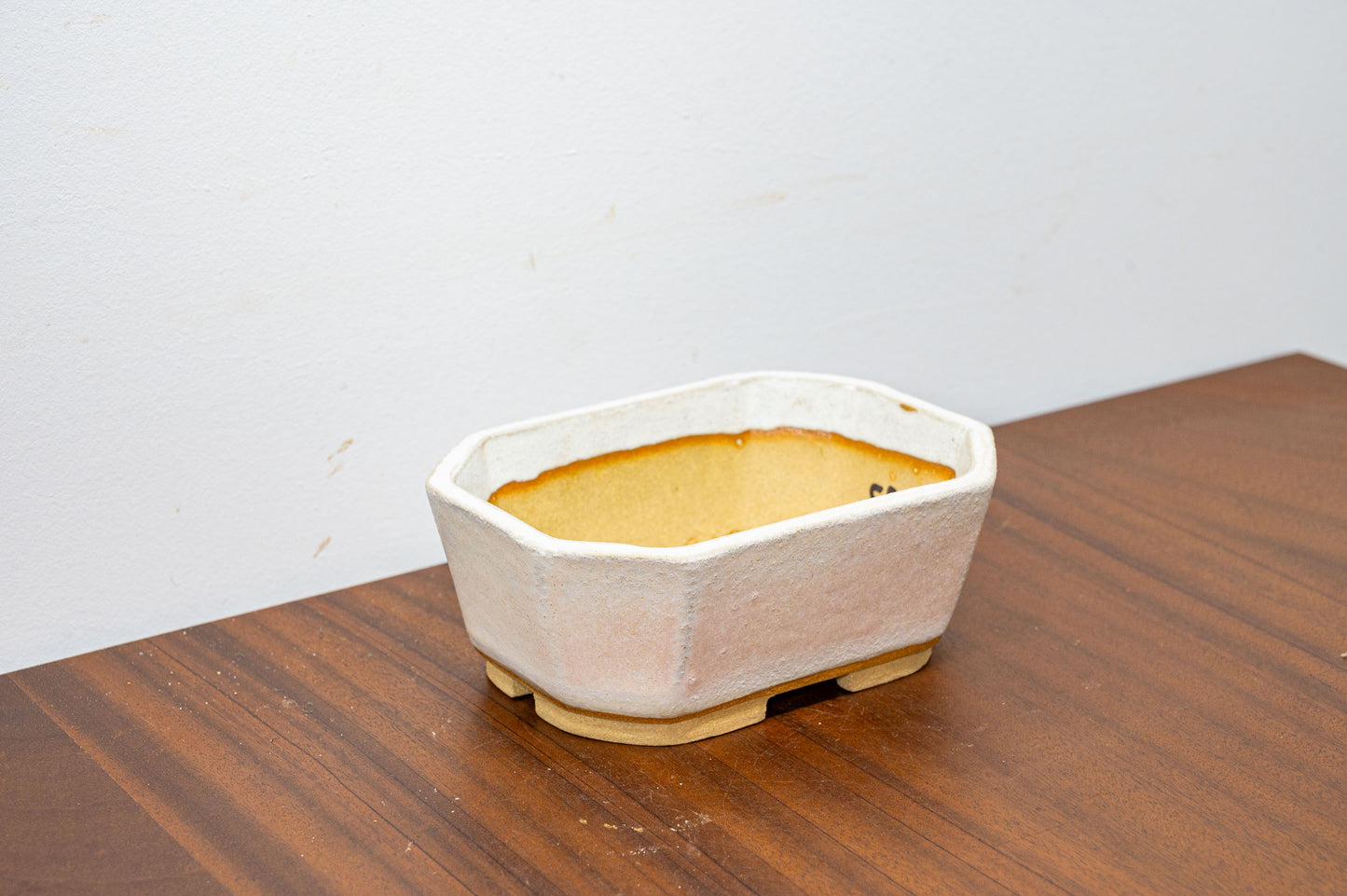 Romantic Cream Cut Cornered  Deep Rectangular Ceramic Bonsai Dish 15cm