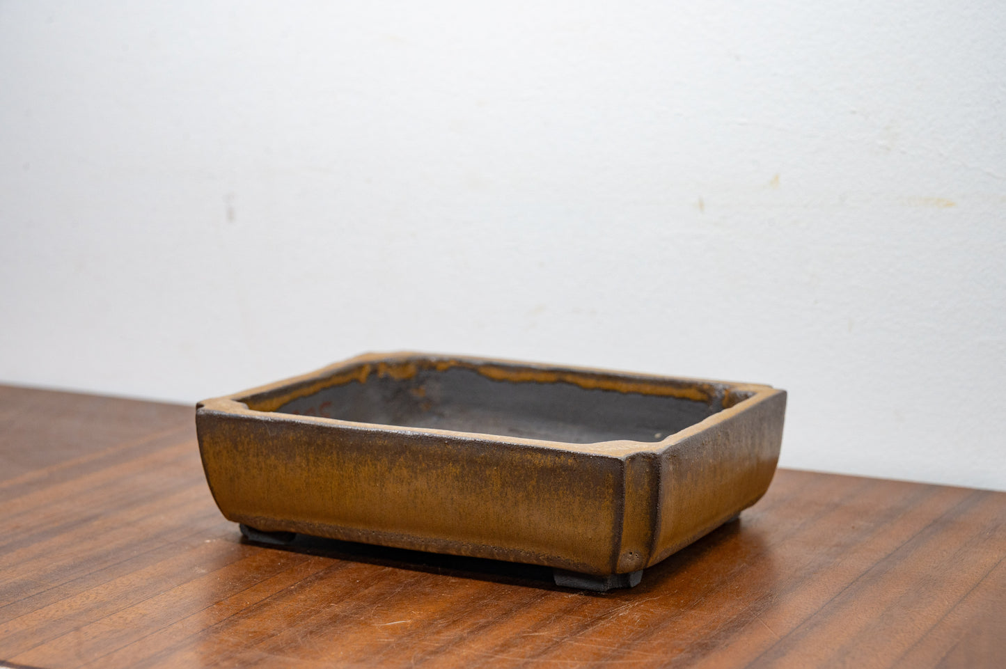 Venus Brown - Black Clay Rectangular Ceramic Bonsai Pot 16cm