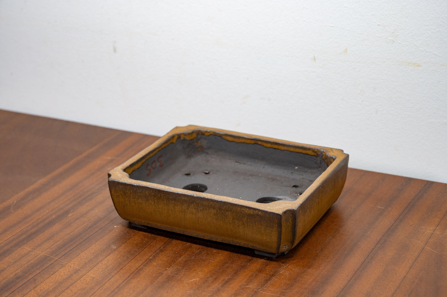 Venus Brown - Black Clay Rectangular Ceramic Bonsai Pot 16cm