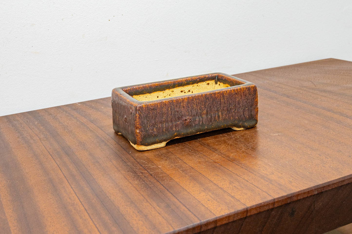 Ember Brown Hand Carved Ceramic Bonsai  Pot 12cm