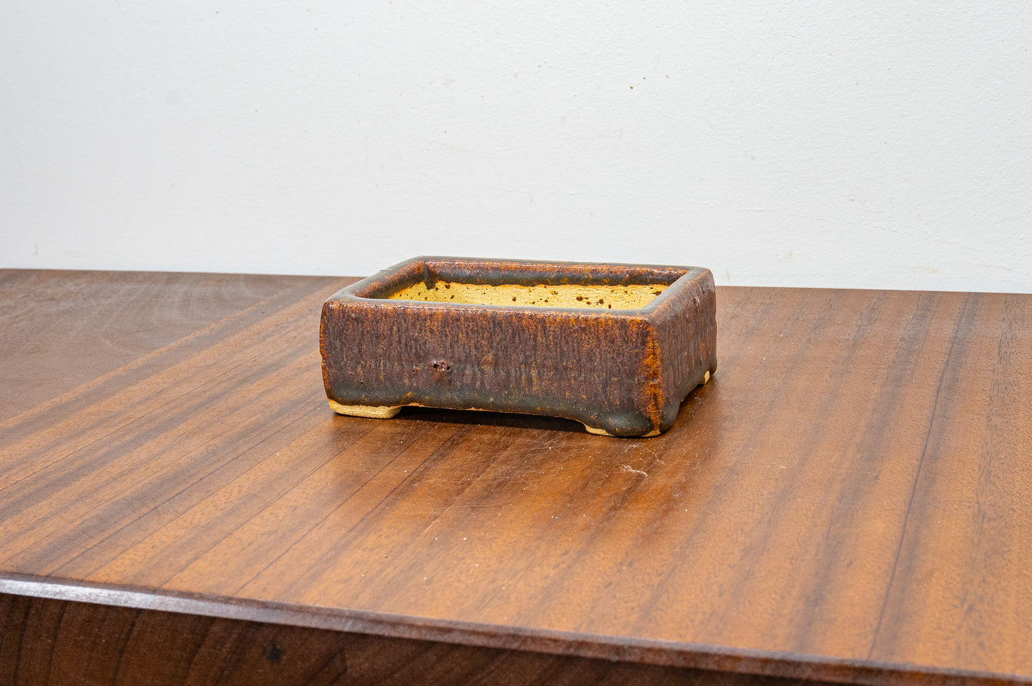 Ember Brown Hand Carved Ceramic Bonsai  Pot 12cm