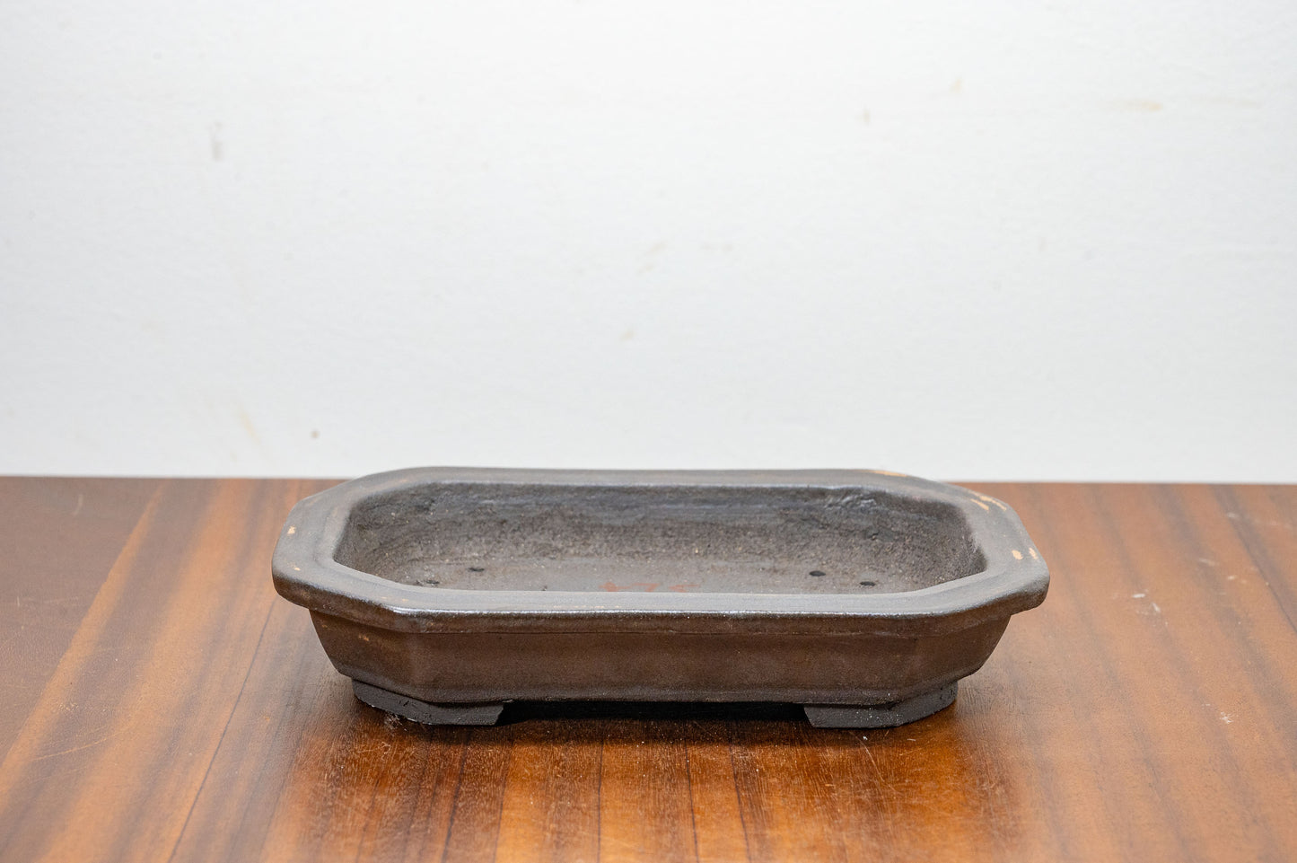 Black - Venus Brown Rim - Rectangular Ceramic Bonsai Pot 18cm