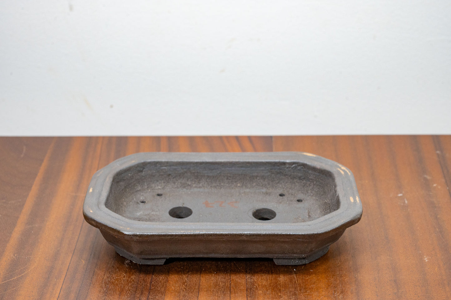 Black - Venus Brown Rim - Rectangular Ceramic Bonsai Pot 18cm