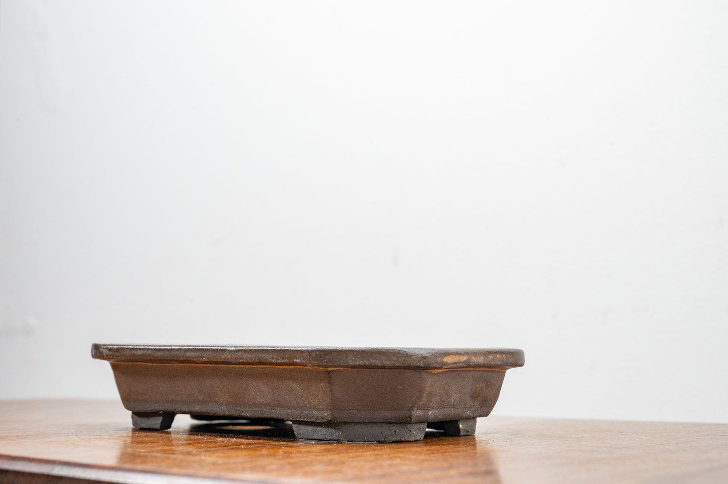 Black - Venus Brown Rim - Rectangular Ceramic Bonsai Pot 18cm