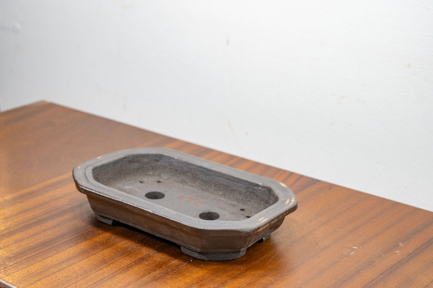 Black - Venus Brown Rim - Rectangular Ceramic Bonsai Pot 18cm