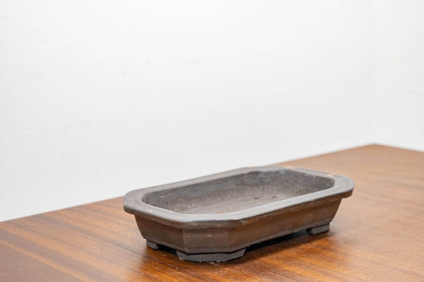Black - Venus Brown Rim - Rectangular Ceramic Bonsai Pot 18cm