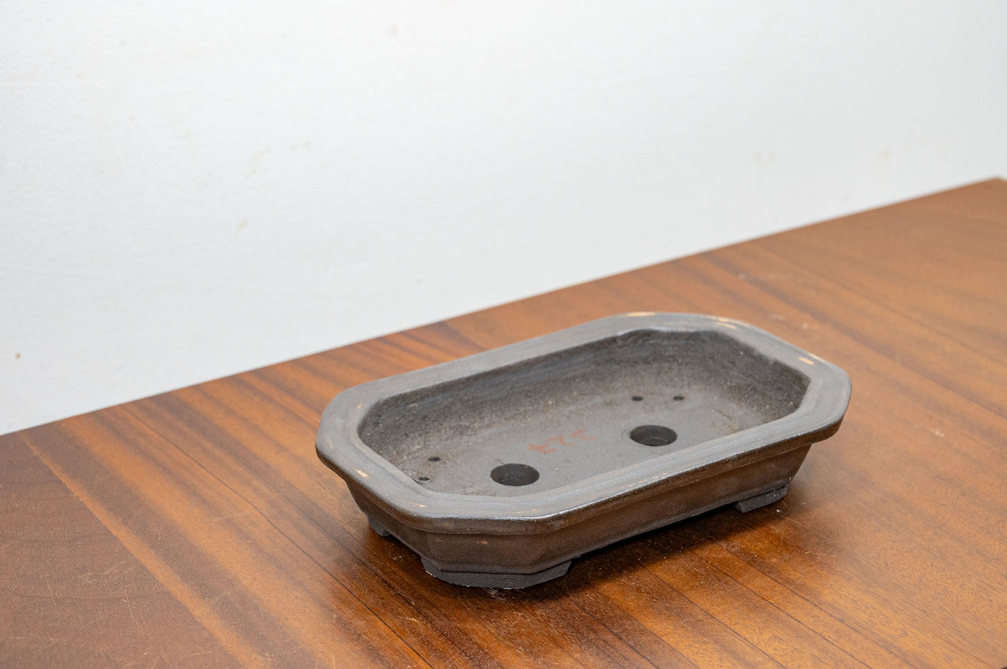 Black - Venus Brown Rim - Rectangular Ceramic Bonsai Pot 18cm