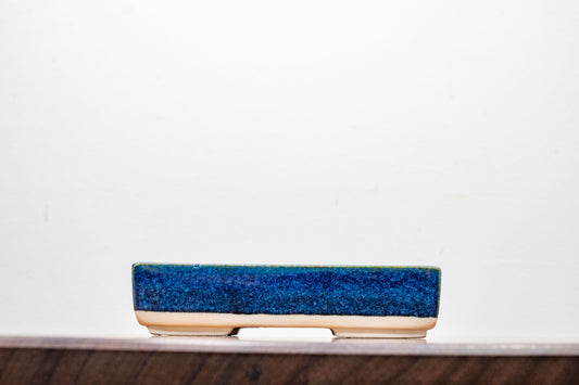 Chun Blue Rectangular White Stoneware Bonsai Pot 14cm