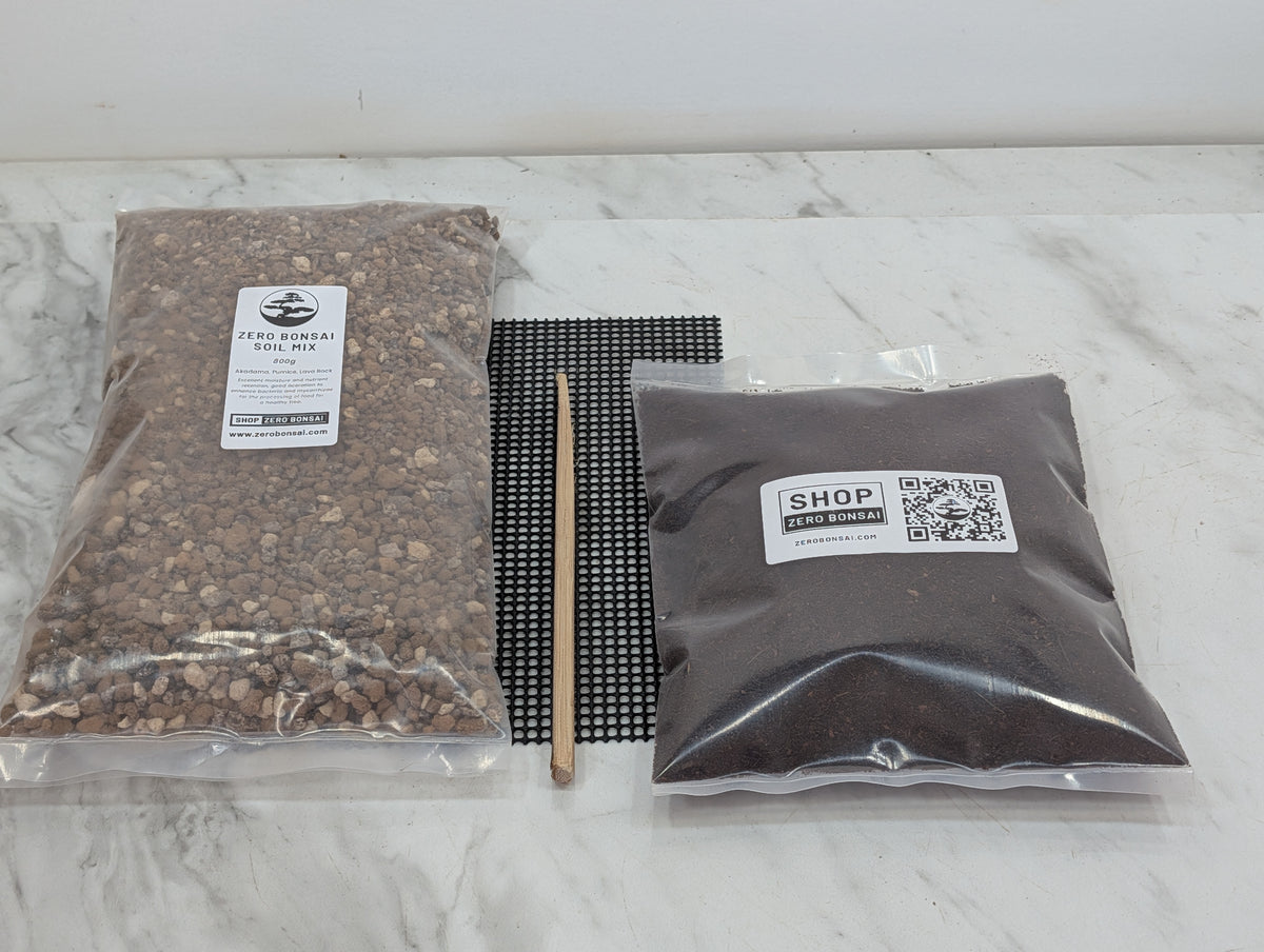 Bonsai Repotting Mix & Dressing Pack  - 4 x 800g Packs + Mesh, Chopstick & Dressing