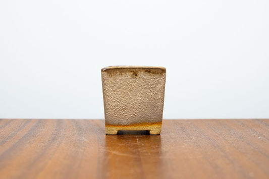 Oatmeal/ Brown Drizzle Mini Cascade Cube Ceramic Bonsai Pot 4.5cm