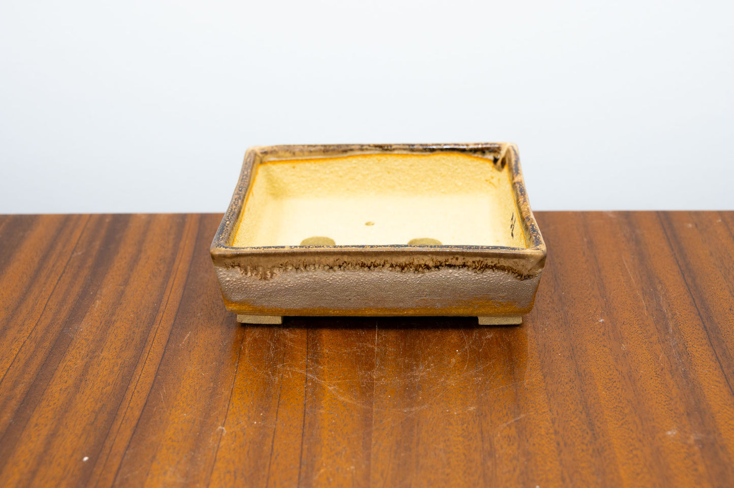 Oatmeal / Brown Drizzle Rectangular Bonsai Pot 12.5cm