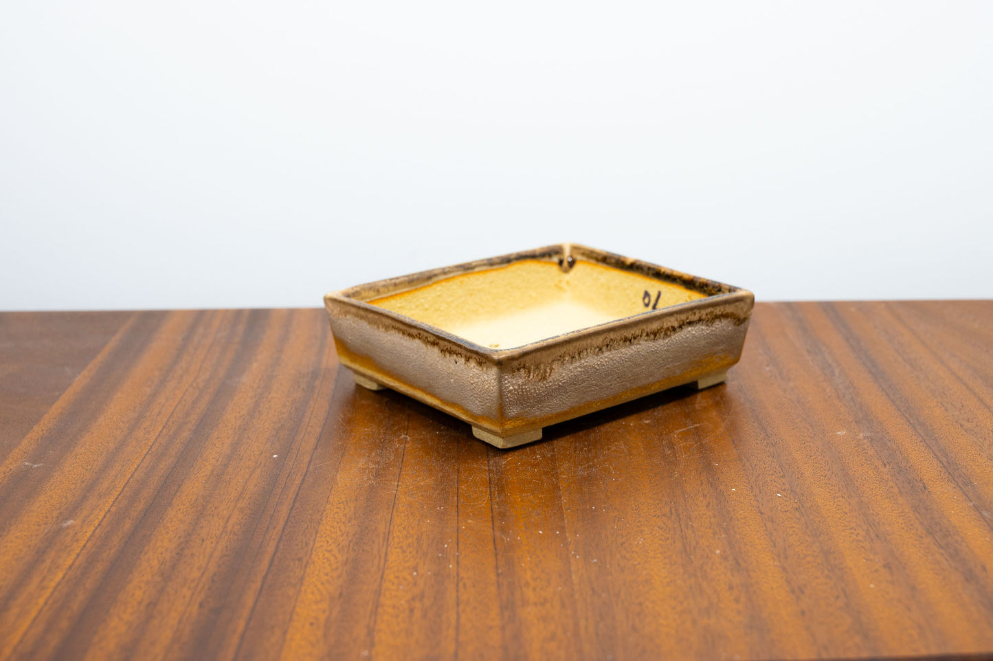 Oatmeal / Brown Drizzle Rectangular Bonsai Pot 12.5cm