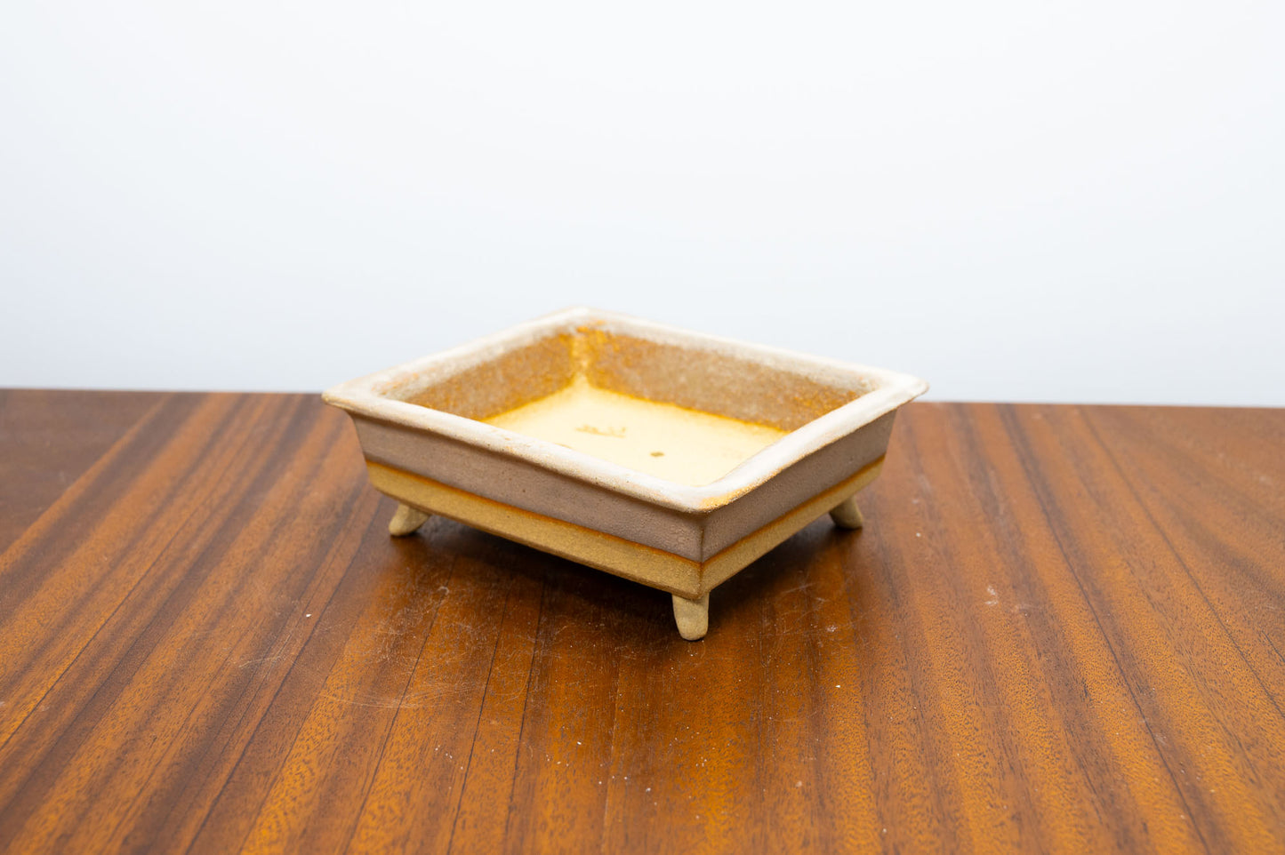 Oatmeal Rectangular Ceramic Bonsai Pot 14cm