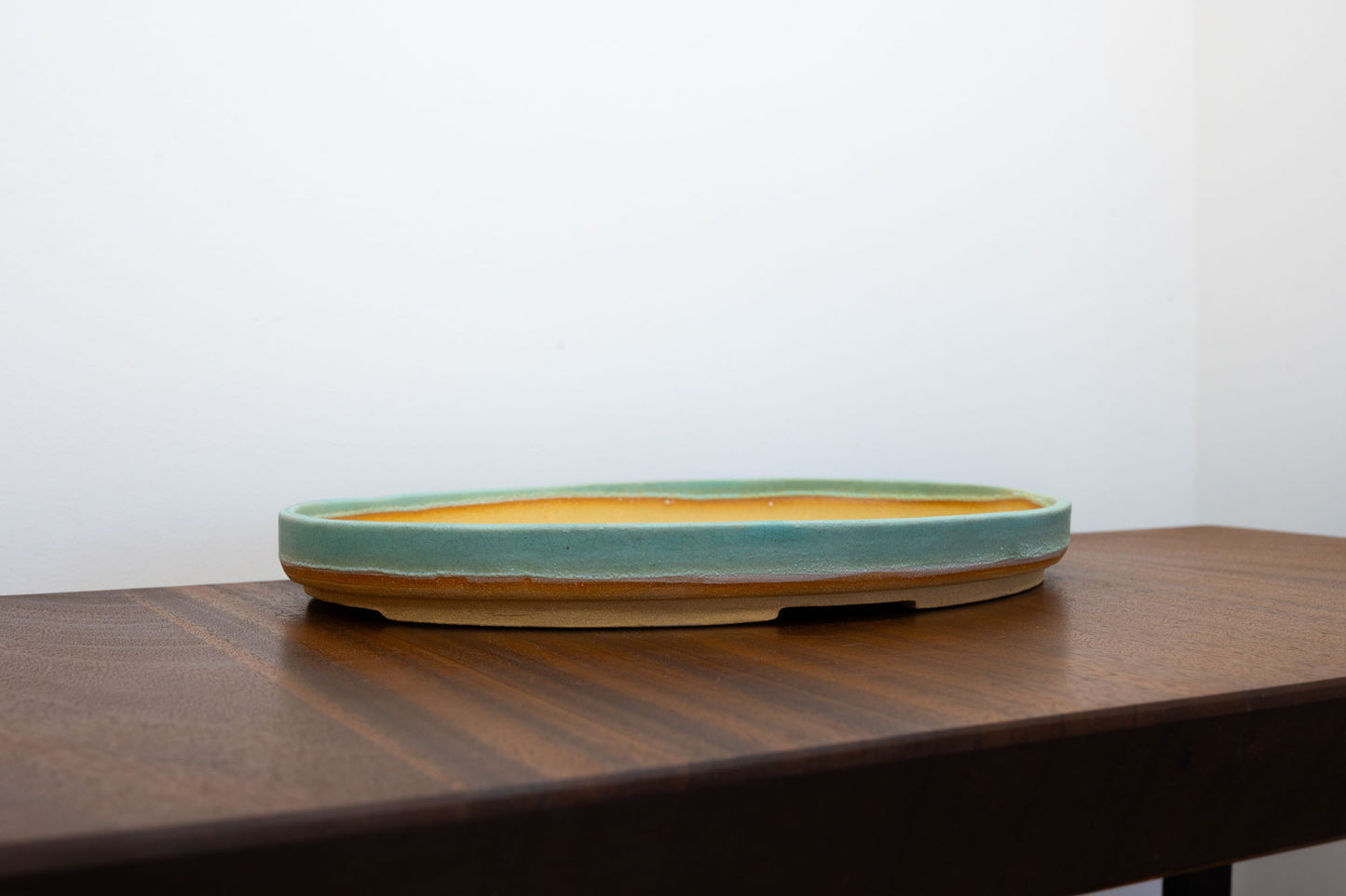 Textured Light Green SHALLOW Oval Ceramic Bonsai Dish 28cm