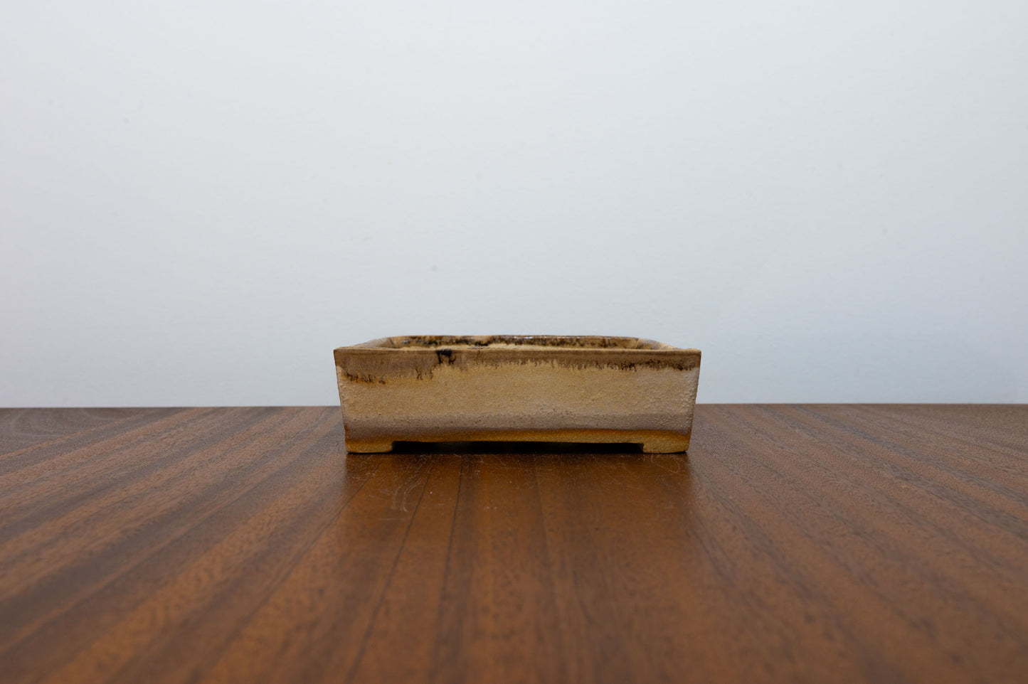 Oatmeal / Brown Drizzle Rectangular Bonsai Pot 12.5cm