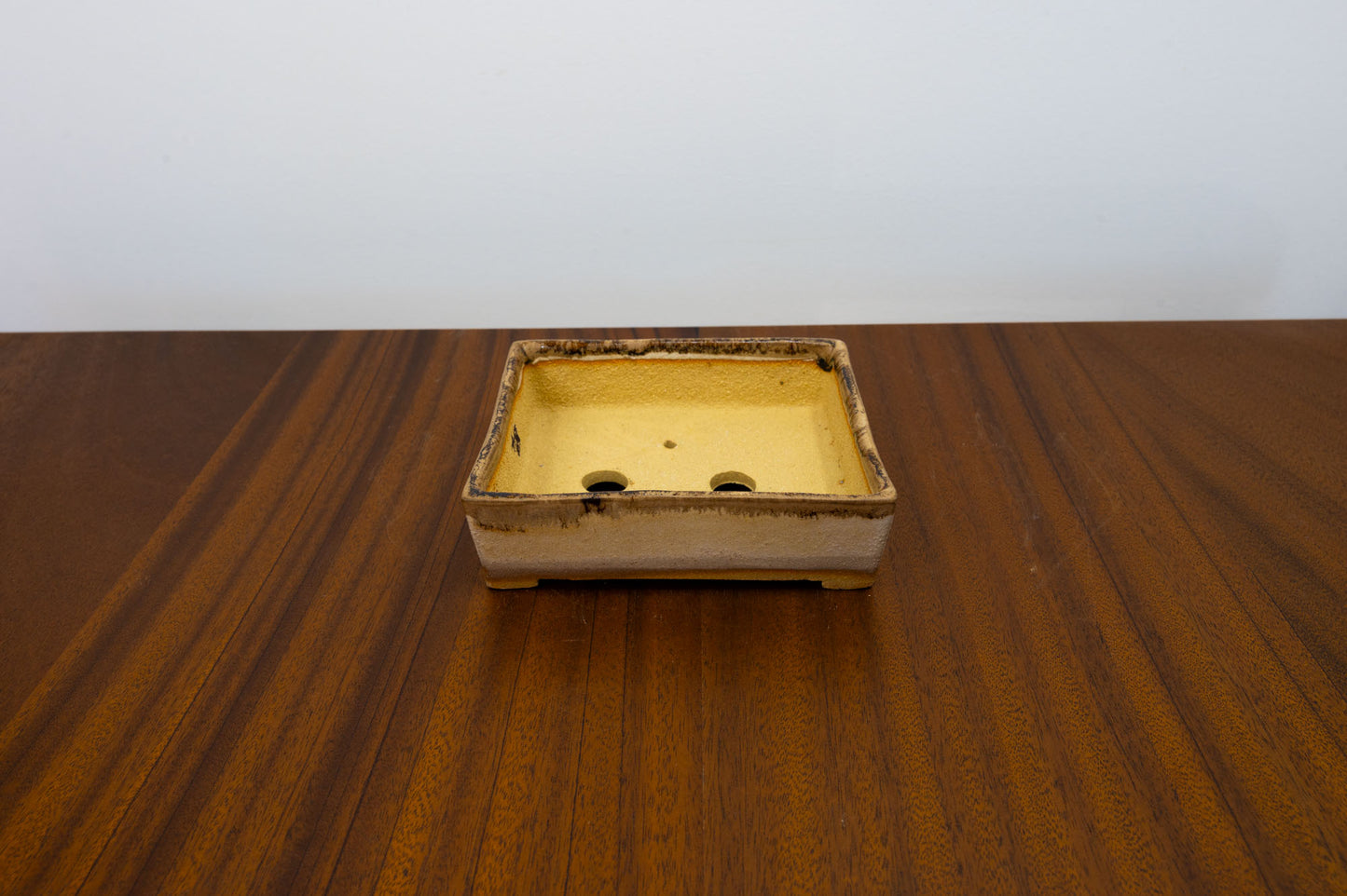 Oatmeal / Brown Drizzle Rectangular Bonsai Pot 12.5cm