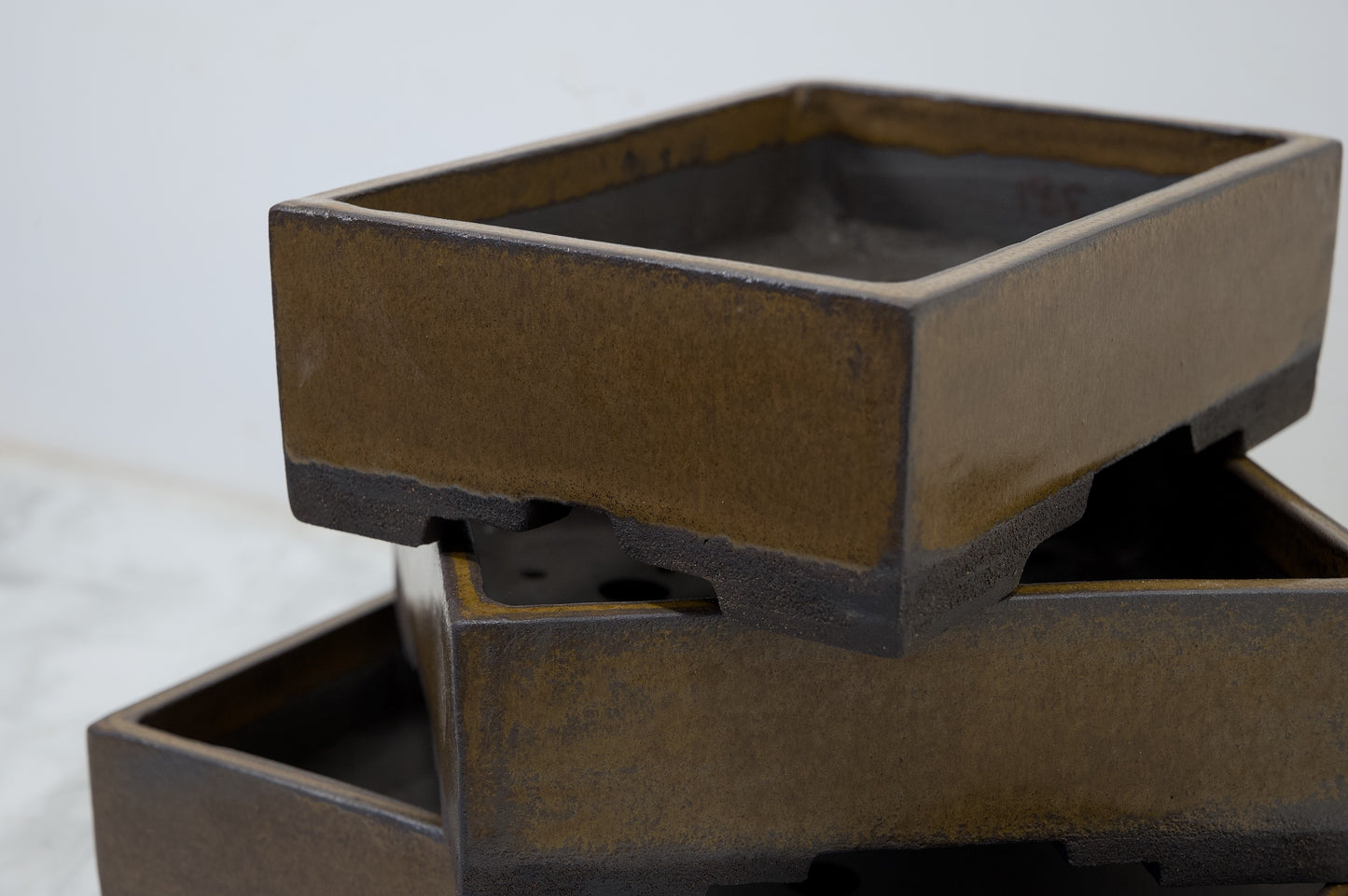 Venus Brown Shallow Rectangular Ceramic Bonsai 25cm Dish