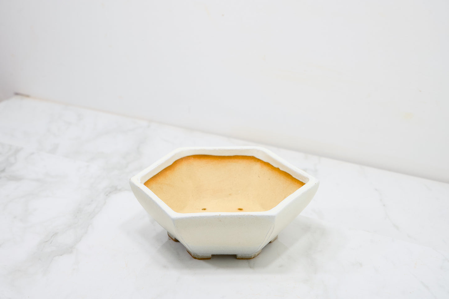 Romantic Cream DEEP Hexagon Bonsai Dish 17cm