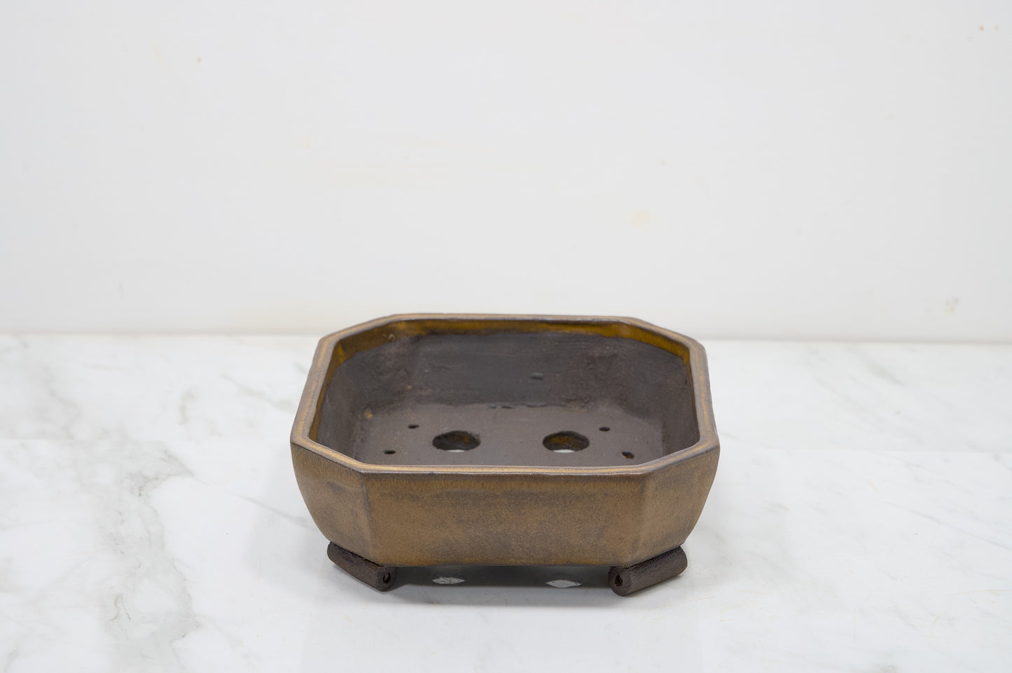 Venus Brown Cut Cornered Square Ceramic 17cm Bonsai Dish