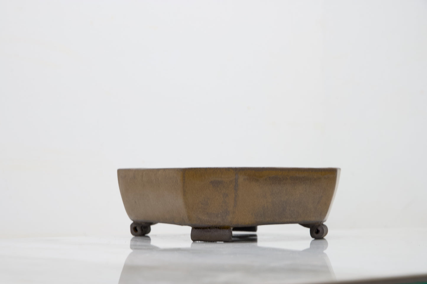 Venus Brown Cut Cornered Square Ceramic 17cm Bonsai Dish